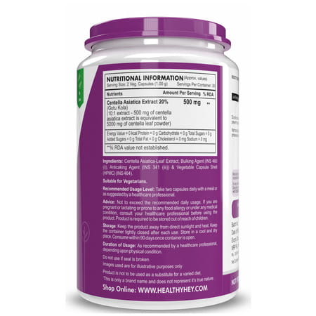 Healthyhey Nutrition Gotukola Leaf Extract 60 Capsules