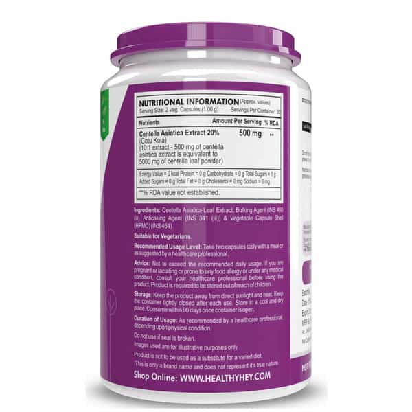 Healthyhey Nutrition Gotukola Leaf Extract 60 Capsules