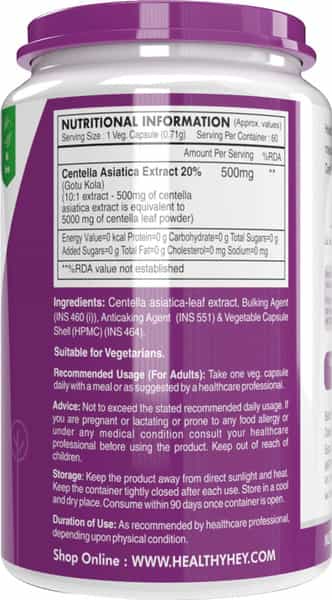 Healthyhey Nutrition Gotukola Leaf Extract 60 Capsules