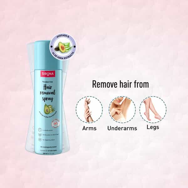 Sirona Hair Removal Cream Spray For Women | Painless Body Hair Removal For Women | Natural & Safe