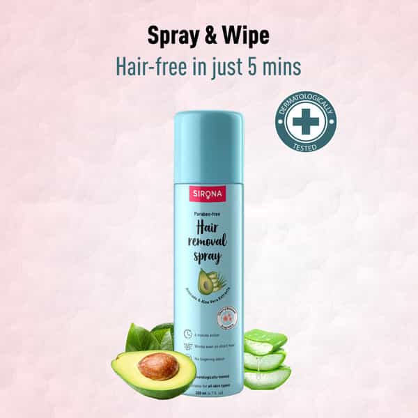Sirona Hair Removal Cream Spray For Women | Painless Body Hair Removal For Women | Natural & Safe