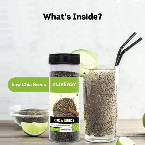 Liveasy Foods Raw Chia Seeds - Superfood Loaded With Nutrients - Rich In Proteins - 200 Grams