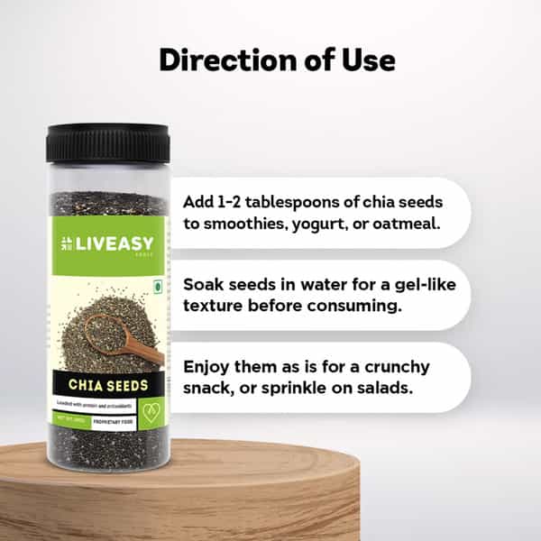 Liveasy Foods Raw Chia Seeds - Superfood Loaded With Nutrients - Rich In Proteins - 200 Grams