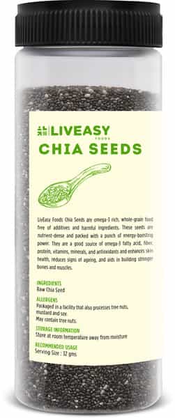 Liveasy Foods Raw Chia Seeds - Superfood Loaded With Nutrients - Rich In Proteins - 200 Grams