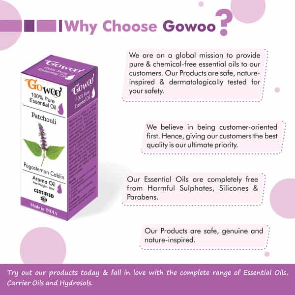 Go Woo 100% Pure Patchouli Oil For Reduce Acne Stress Stomach Pain 50 Ml