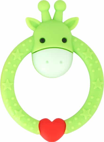R For Rabbit Giraffe Teether Green