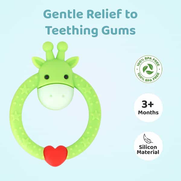 R For Rabbit Giraffe Teether Green