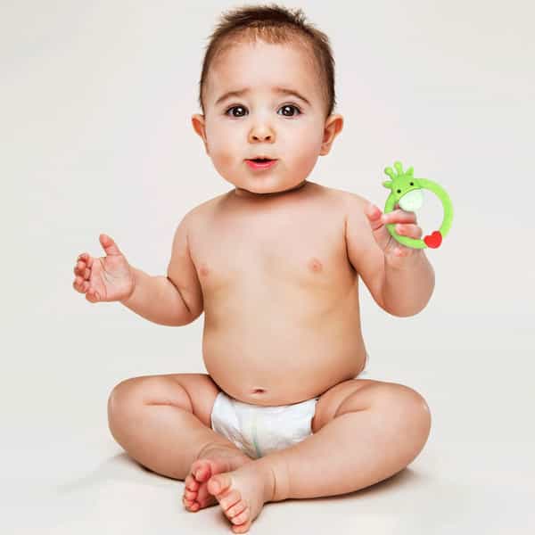 R For Rabbit Giraffe Teether Green