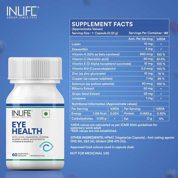 Inlife Eye Care Supplement Kids Adults Lutein Zeaxanthin Gummies For Eye Health -2 Pack (2 X 30 No)