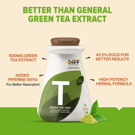 Myfitfuel Green Tea Extract (90% Polyphenols | 42.5% Egcg) With Piperine 95% | (600mg) | 90 Capsules