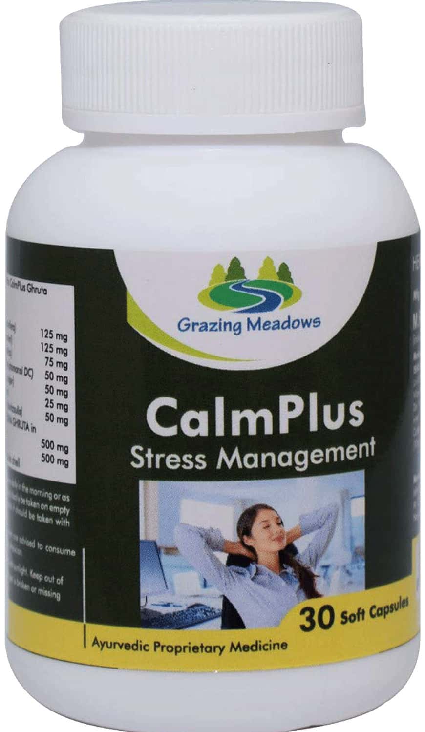 Grazing Meadows Calmplus 30 Capsules Ayurvedic Herbal Formulation For Stress Management