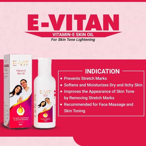 Healthvit E-Vit Vitamin E Skin Care Oil Bottle Of 60 Ml (Pack Of 3)
