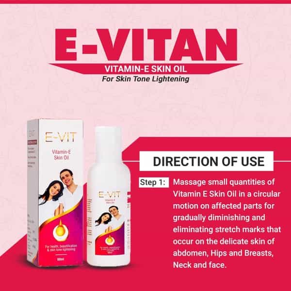Healthvit E-Vit Vitamin E Skin Care Oil Bottle Of 60 Ml (Pack Of 3)