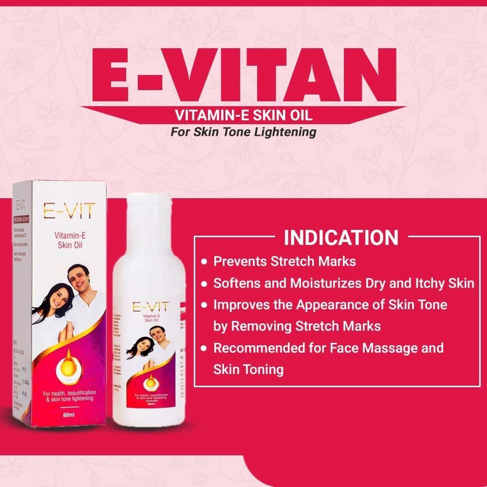 Buy Healthvit EVit Vitamin E Skin Oil For Skin Tone Lightening, 60ml