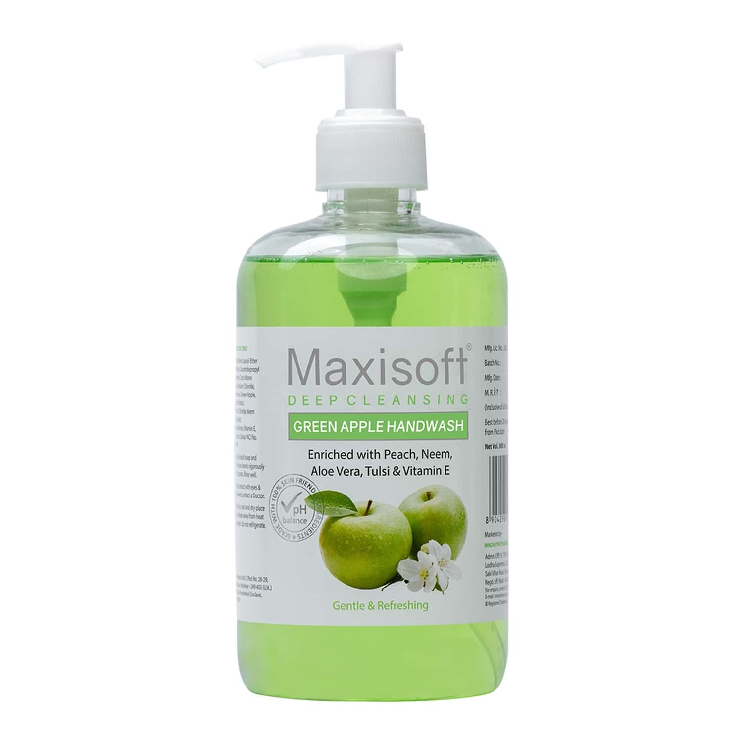 Maxisoft Deep Cleansing Handwash | Gentle & Refreshing | Green Apple | 500 Ml