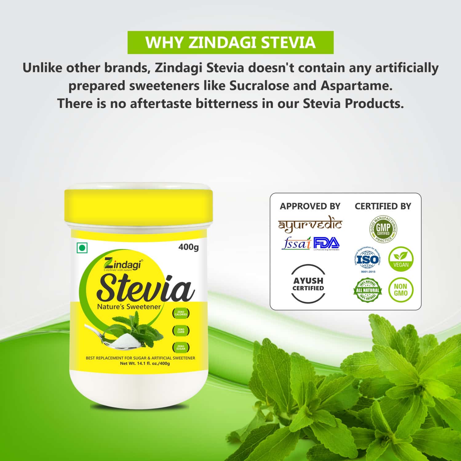 Buy ZINDAGI STEVIA POWDER NATURAL SWEETENER POWDER PURE STEVIA LEAF
