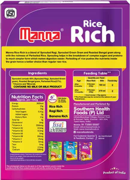Manna Rice Rich 200G Box | Baby Cereals |Nutrition Food| 6+ Months
