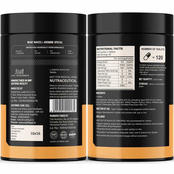 Myfitfuel L-Arginine (2000 Mg) (120 Tablets)| Amino Acid