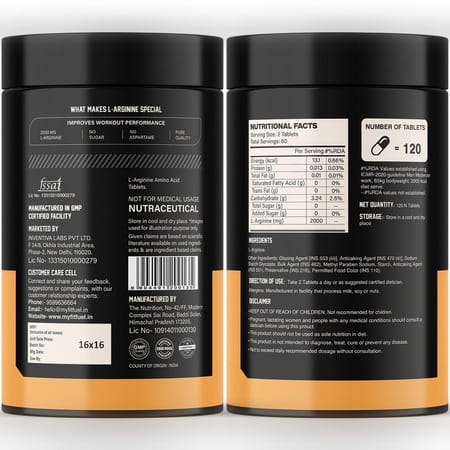 Myfitfuel L-Arginine (2000 Mg) (120 Tablets)| Amino Acid