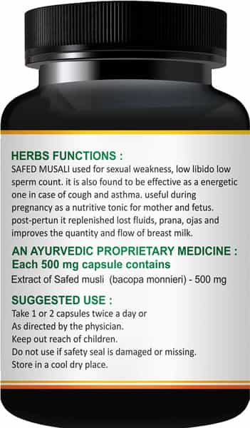 Safed Musli Capsule For Vigor | Vitality | Boost Energy Performance For Men | Women 30 Capsules