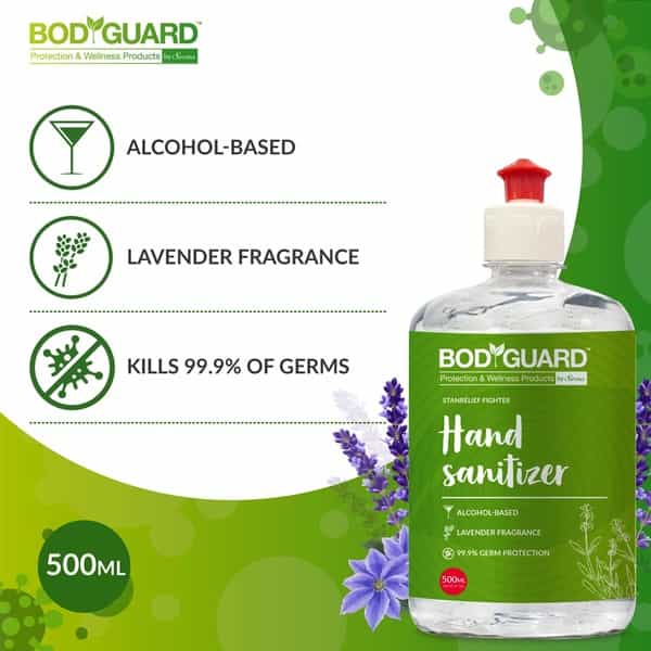Bodyguard Alcohol Based Hand Sanitizer With Lavender Fragrance - 500Ml