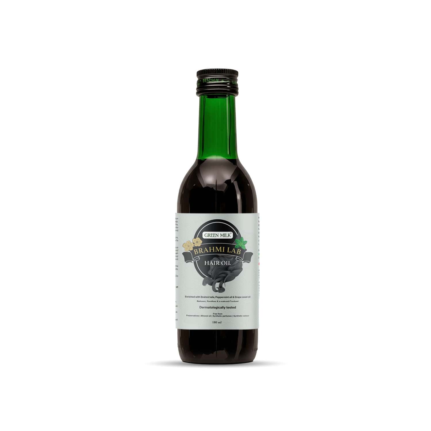 Green Milk Brahmi Hair Oil | Ayurvedic Scalp Care Oil For Strong Hair & Soothing Scalp | 180 Ml