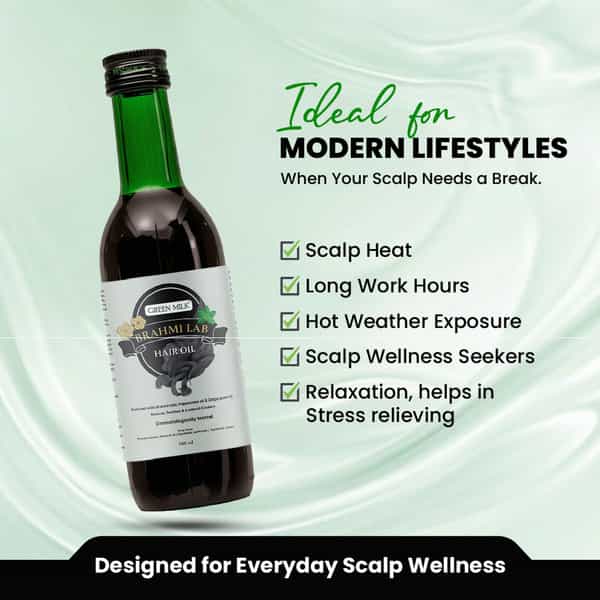 Green Milk Brahmi Hair Oil | Ayurvedic Scalp Care Oil For Strong Hair & Soothing Scalp | 180 Ml