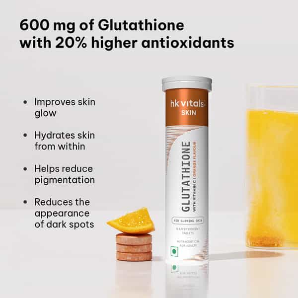 Hk Vitals Glutathione (Orange | 15 Effervescent Tablets) | L-Glutathione Tablets