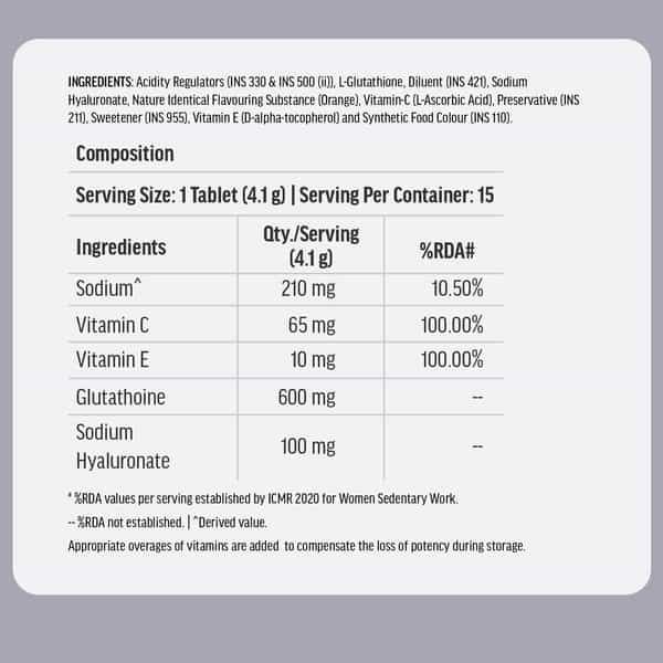 Hk Vitals Glutathione (Orange | 15 Effervescent Tablets) | L-Glutathione Tablets