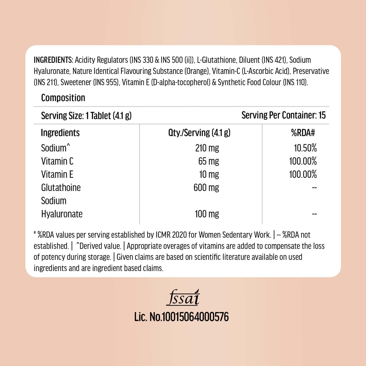 Buy HK VITALS GLUTATHIONE (ORANGE | 15 EFFERVESCENT TABLETS)