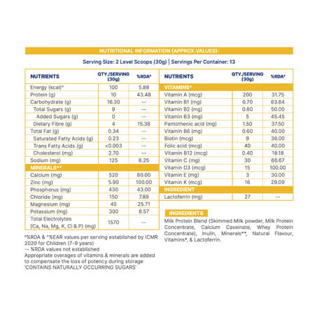 Gritzo Supermilk Growth+ (Formerly Height+) Unsweetened Drink Mix (7-12y Boy) (Creamy Vanilla 400g)