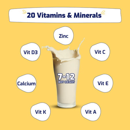 Gritzo Supermilk Height+ Drink Mix For Boys | 7 To 12 Years | 400g | Creamy Vanilla