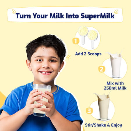Gritzo Supermilk Height+ Drink Mix For Boys | 7 To 12 Years | 400g | Creamy Vanilla