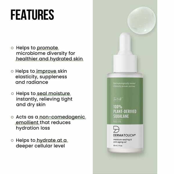 Dermatouch Squalane Oil For Face |Glowing Skin | Moisturize & Minimize Fine Lines & Wrinkles - 30Ml
