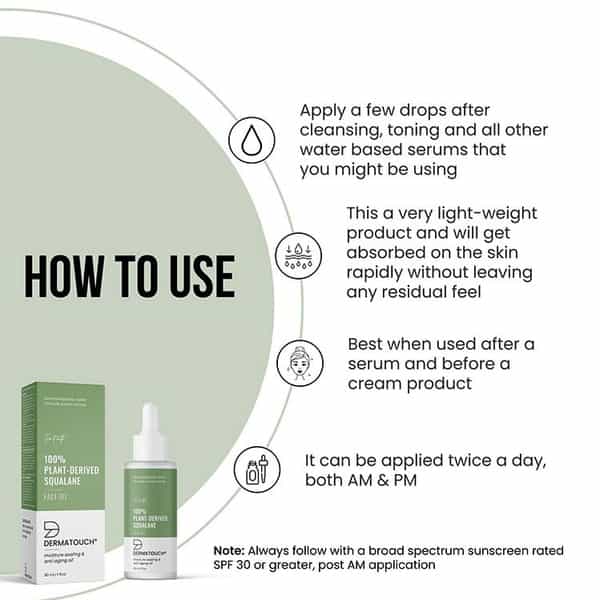Dermatouch Squalane Oil For Face |Glowing Skin | Moisturize & Minimize Fine Lines & Wrinkles - 30Ml