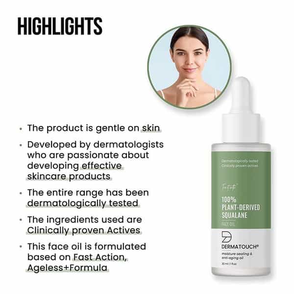 Dermatouch Squalane Oil For Face |Glowing Skin | Moisturize & Minimize Fine Lines & Wrinkles - 30Ml