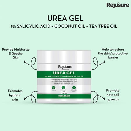 Rejusure Urea Gel With 1% Salicylic Acid + Coconut Oil + Tea Tree Oil Fast Absorbing - 100gm