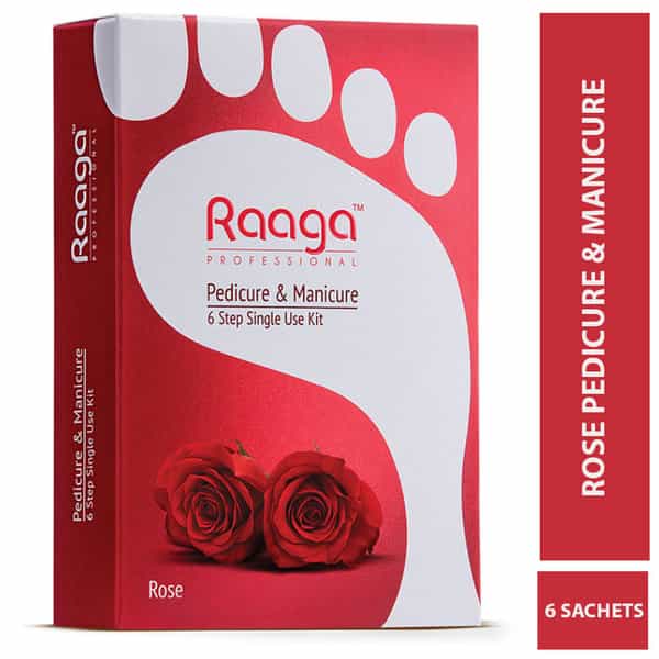 Raaga Professional Pedicure & Manicure 6 Step Single Use Kit | Rose | 6 Sachets (63 G)