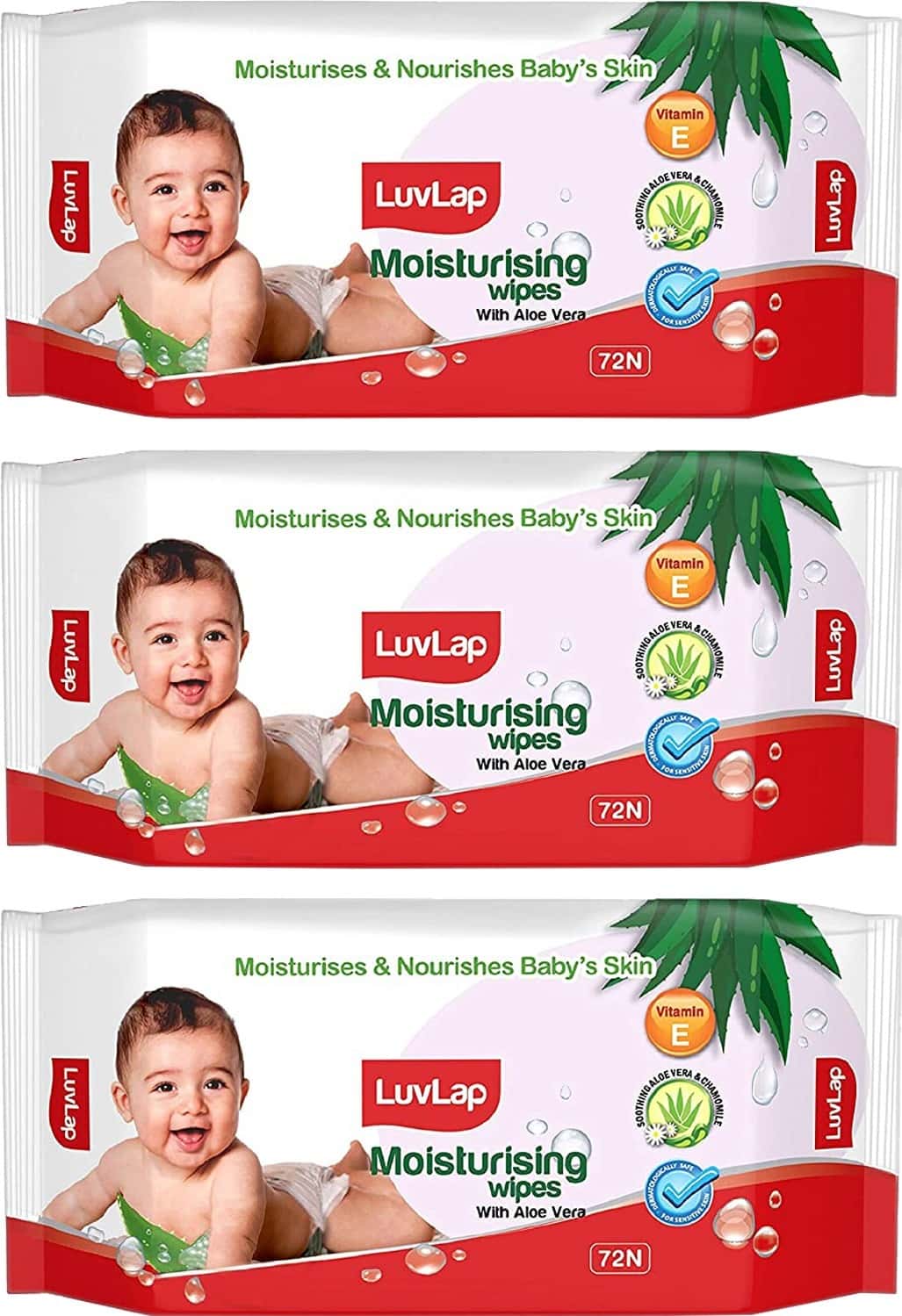 Luvlap Moisturising Wipes With Aloe Vera (72 Wipes/Pack Pack Of 3)