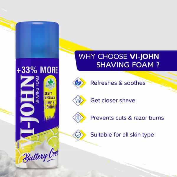 Vi-John Shaving Foam Hard Skin + Zesty Breeze Lemon Lime Shaving Foam Combo (400Gm Each)