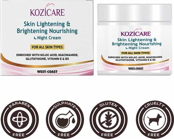 Kozicare Skin Lightening & Brightening Nourishing Night Cream For All Skin Types - 50Gm