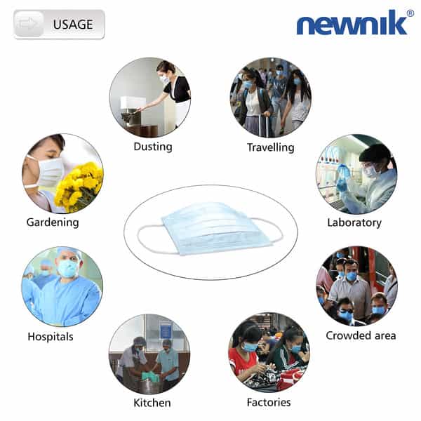 Newnik 2 Ply Disposable Face Mask Blue