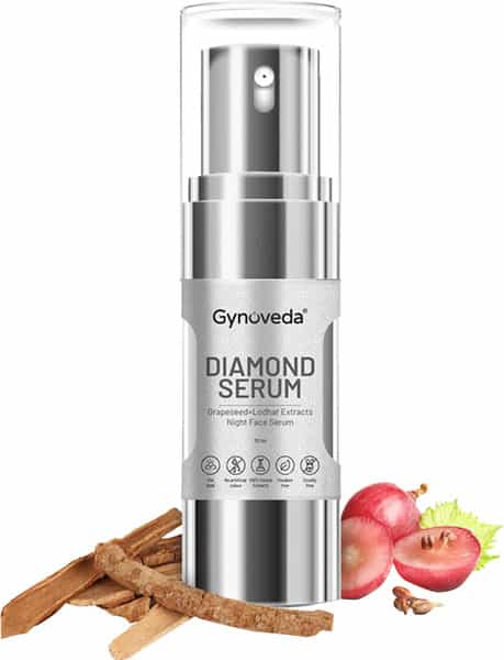 Gynoveda Diamond Night Face Serum For Pore Tightening Glowing Skin With Lodhra & Grapeseed. 30Ml