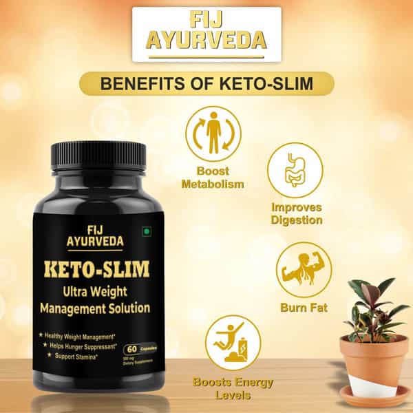 Fij Ayurveda Keto Slim Ultra Weight Loss Appetite Suppressant Supplement | Unisex|500Mg 60 Capsules