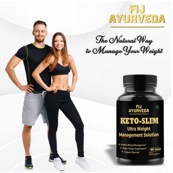 Fij Ayurveda Keto Slim Ultra Weight Loss Appetite Suppressant Supplement | Unisex|500Mg 60 Capsules