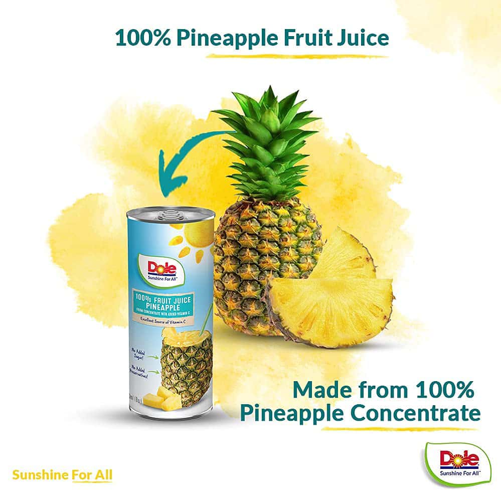 Buy DOLE 100 FRUIT JUICE PINEAPPLE ENRICHED WITH VITAMIN C 240ML