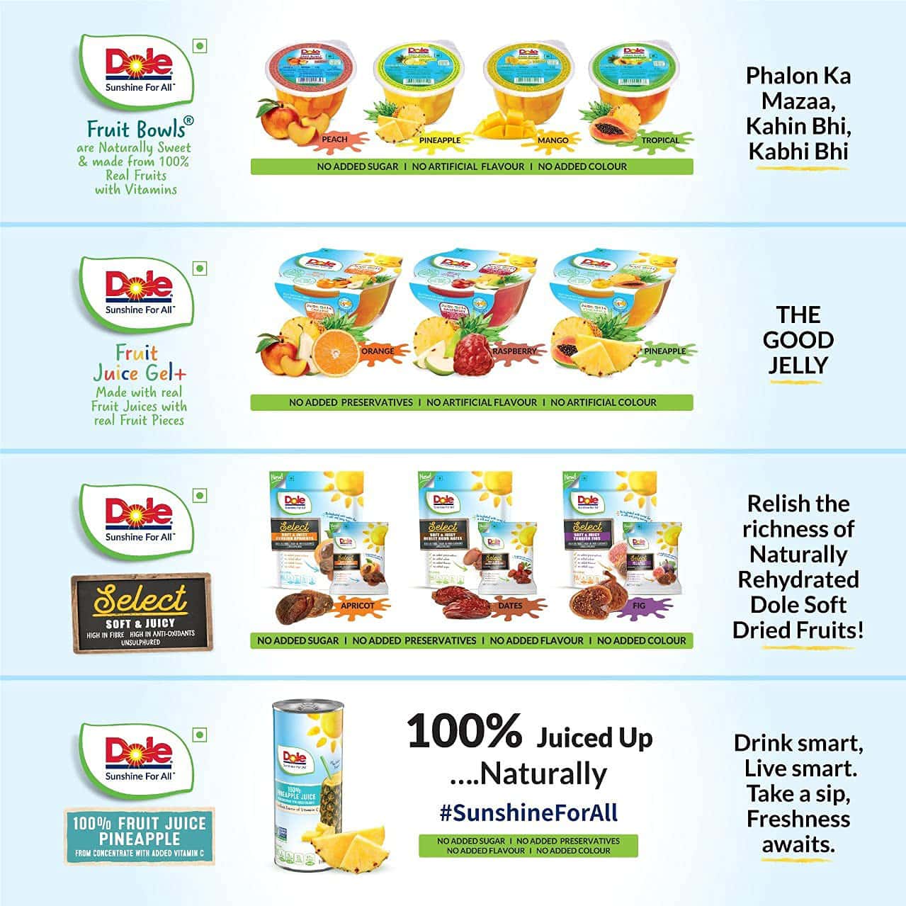 Buy DOLE 100 FRUIT JUICE PINEAPPLE ENRICHED WITH VITAMIN C 240ML