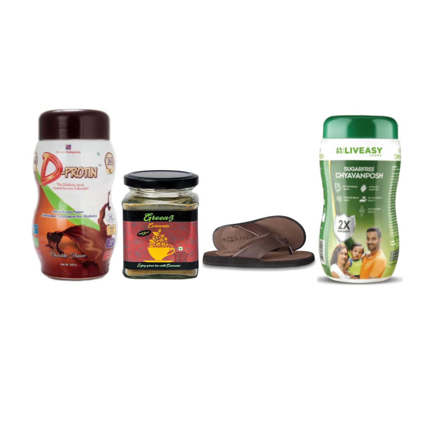 Diabetic Care Diwali Gift Combo Of 4-Diabetic Powder|Green Tea|Slippers Uk 6|Hchyavanposh