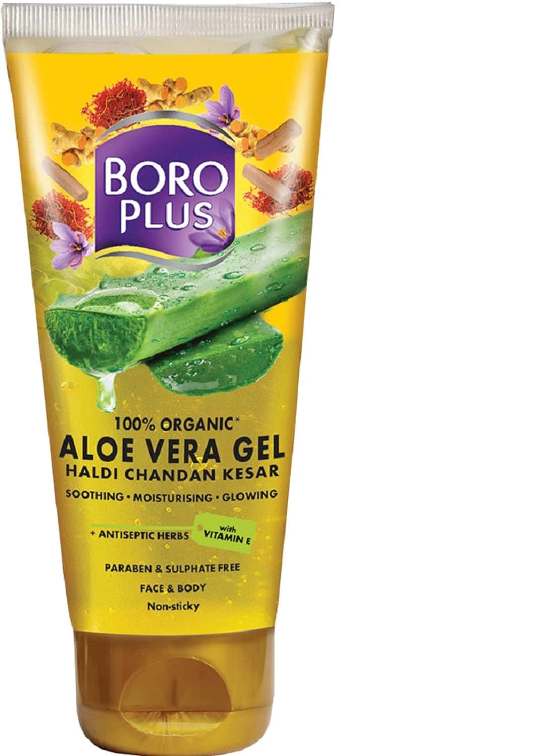 Boroplus Organic Aloe Vera Gel Haldi Chandan Kesar 60Ml Tube