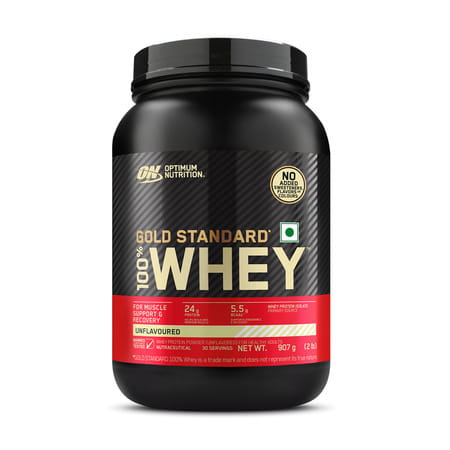 Optimum Nutrition Gold Standard 100% Whey Protein Unflavoured Powder 907 Gm